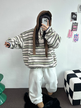 フリース❤リベットツーピンタックロングパンツ🖤🤍🩶3カラー