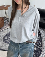 ケインヘンリーネックコットン長袖Tシャツ