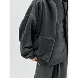 オーバーサイズドフルジップフーディー - Washed Black