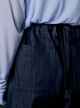Back string pants (navy)