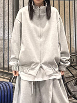 curved high-neck blouson zip-up