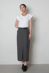 Belted Pencil Skirt_Gray