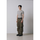 High ribbed henry neck half sleeves(Gray)