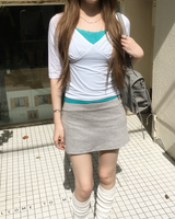 カッティング コットン ミニスカート
