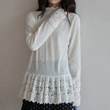 Romance Lace High-neck Knit Top