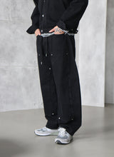 [UNISEX] カーペンターブラックデニムワイドパンツ