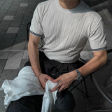 ASCLO ポイントラインマッスルフィット半袖ニット (3color)