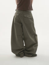 Peak stud back-pocket pants -2C