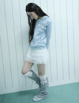 DOT MESH CANCAN SKIRT(IVORY)