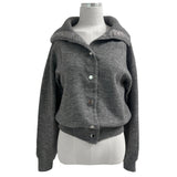  Metal snap button high neck long sleeve knit cardigan (3 colors)