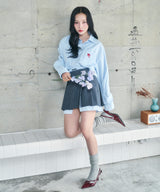 UNISEX 2WAYハートシャツ ブルー