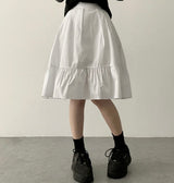 Midu Back Banding Pin Tuck Shirring A-Line Midi Skirt