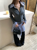 Stripe Collar Burton Long Sleeve Cardigan