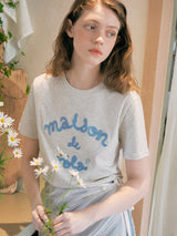 MAISON DE ROLA エンブロイダリーTシャツ メランジグレー