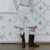 WOOL BLOOMER BERMUDA PANTS_WHITE