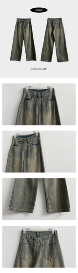 Mack Washing Stripe Diagonal Slot デニムワイドパンツ