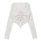 LILY SHIRRING STRING TOP_OATMEL