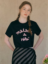 MAISON DE ROLA エンブロイダリーTシャツ ブラック