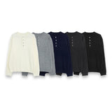 LMN バーボニー4ボタンロングスリーブニットウェア (5 colors)