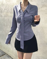 [♡MADE♡] ゴシップガールスリムアイレットシャツ(tie set)