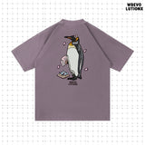 Glacier Animals Mineral Purple Denim-Washed Heavy‑Weight T-Shirt（King Penguin）