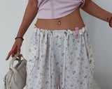 Flower cargo string jogger & wide pants