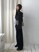 Plaid Frill Hoodie Tee
