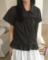 Dufen Frill Short-Sleeve Blouse