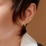 Oval 925 Silver + 14k gold plating Hoop Ring Earring E059-09G