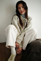 Boucle wool cardigan, Oatmeal