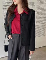 Deven Shirring Collar Chiffon Blouse