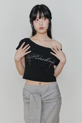ペタラインレースTEE black