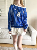 1459. Number stripe one shoulder mtm (3color)
