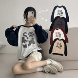 Polka Dot Raglan Color-Block Sweatshirt (4 colors)