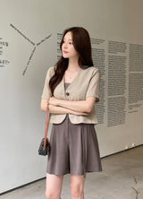Koren V-neck Linen Short Sleeve Jacket