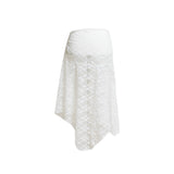 (2color) Shirring Lace Asymmetrical Flare Skirt