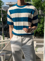 LMN Twisted Doughnut Patterned Cool Short-Sleeved Knitwear (5 colors)