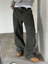 Wide flare cargo pants(2color)