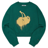 メルティングチェリープリントクロップスウェットシャツ [DARK GREEN]