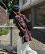 ポジ スムース オーバーフィット チェックシャツ