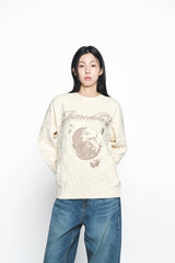 25SS SQUARE STRUCURE ARTWORK KNIT IVORY