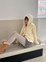 TOGGLE HOOD KNIT CARDIGAN