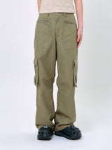ZIP-POCKET CARGO PANTS_Khaki