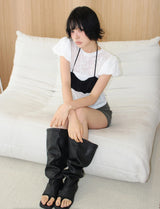 LEATHER THONG SLOUCH BOOTS