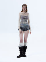 Emoha Love's Bondage Cut-out Striped Mesh Bottoming Shirt