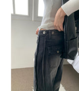 Dual Switch Gradient Flap Pocket ツーウェイスナップワイドパンツ (3 Colors)