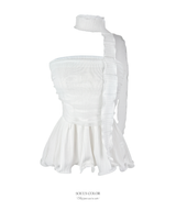 Mermaid sheer frill scarf top (3color)