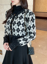 Obel Argyle Puff Knit Cardigan