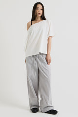 ワンショルダーTシャツ, White