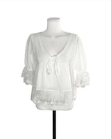 [ pure beauty 🤍 ] hees puff white & lace blouse